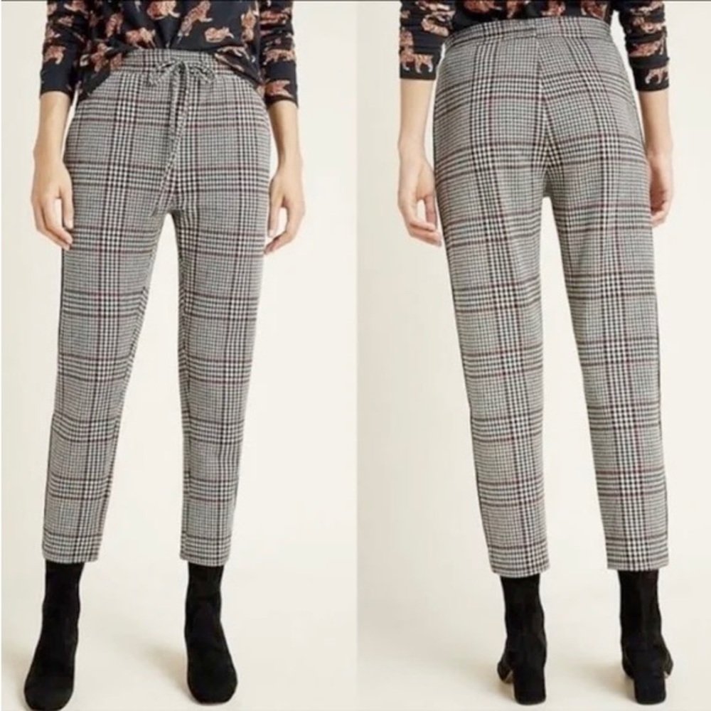 Anthropologie Plaid Pull-On Dickens Trouser Joggers Size Medium
